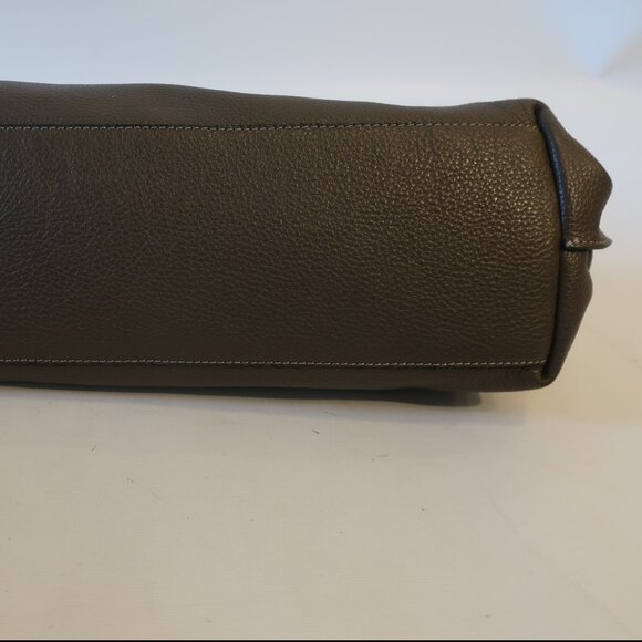 Womens Sundance Brown-Taupe Pebbled Leather Hobo Shoulder Satchel Handbag * - Picture 8 of 11